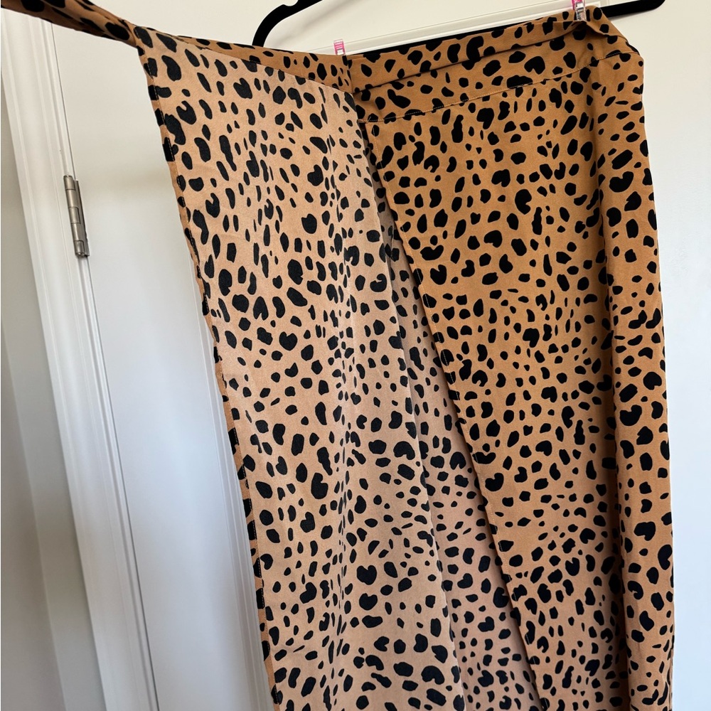 Lulus Statement-Maker Tan Animal Print Wrap Midi S - image 7